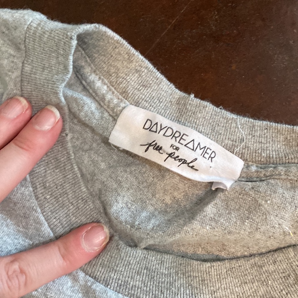 Free People Gray Graphic Tee with Leopard Band Print - Picture 2 of 2